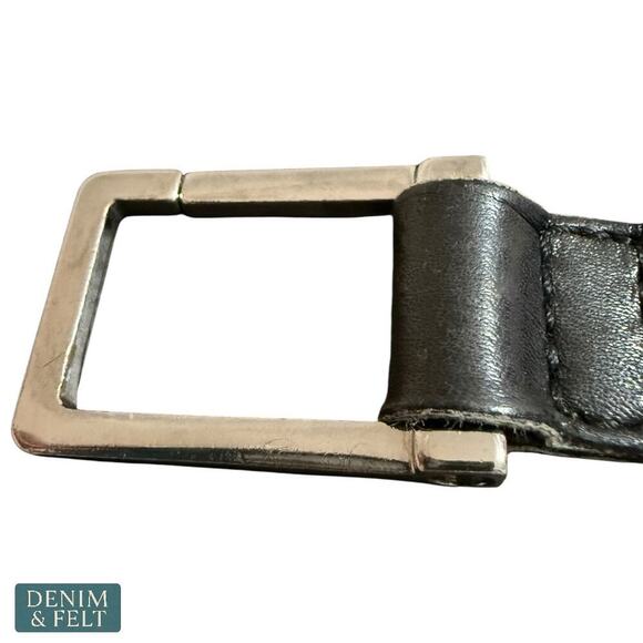 Gucci Rectangle Key Ring Black Leather Detail Silver Tone Hardware Italy - Picture 10 of 11